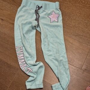 Justice Mint Green Joggers with Star and Gymnast Print